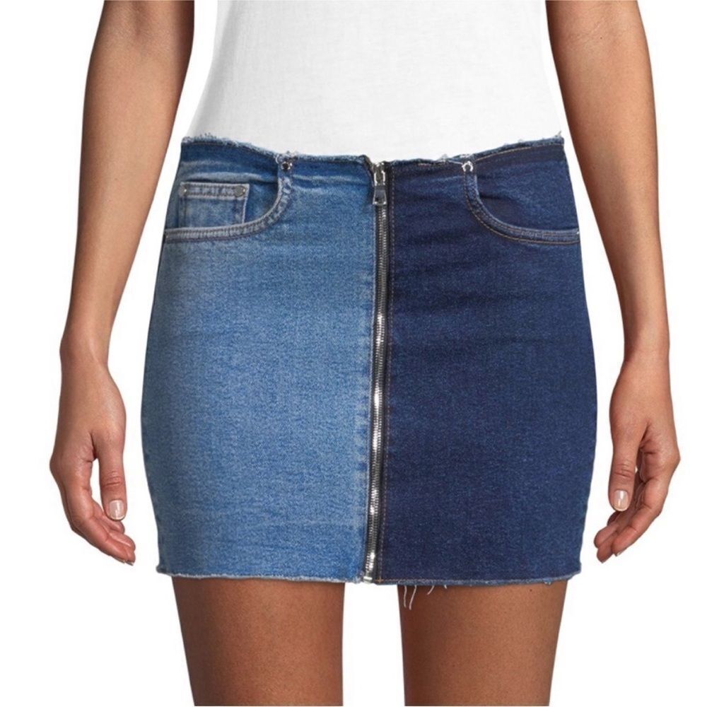 COTTON CITIZEN | NEW Two Tone Blue Mini Zip Front & Back Skirt Women’s Size 30